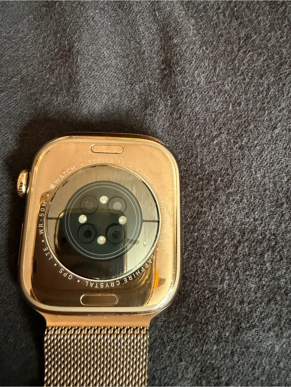 Apple Gold Smartwatch with Sunburst Dial and Mesh Band Series 10